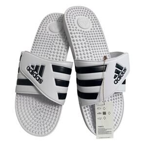 NWB Adidas Adissage Mens White and Black Slide‎ Sandal Size 16